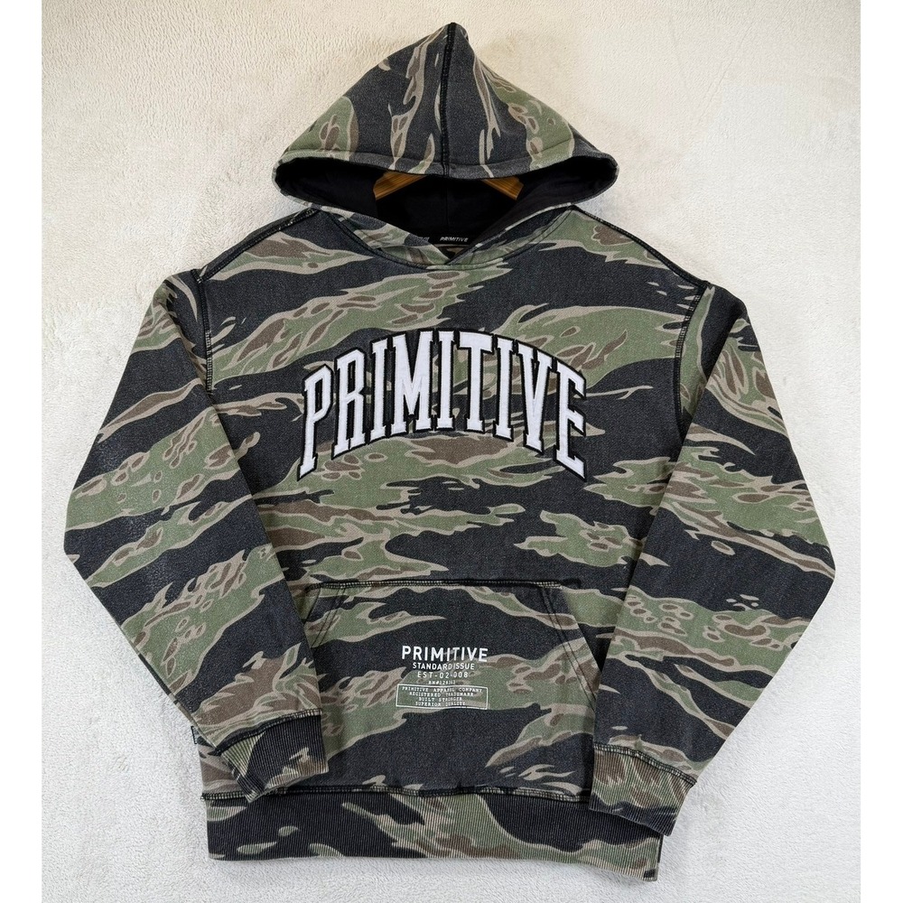 Primitive Skateboarding‎ Tiger Camo Hoodie Small Green Black Pullover Sweatshirt